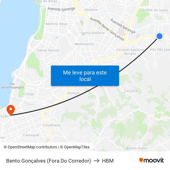 Bento Gonçalves (Fora Do Corredor) to HBM map