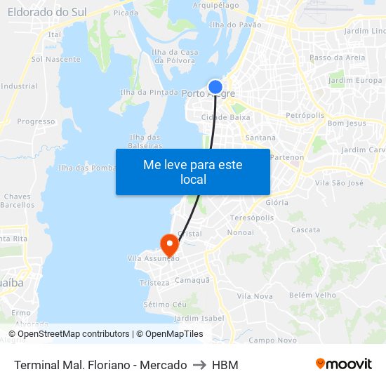 Terminal Mal. Floriano - Mercado to HBM map