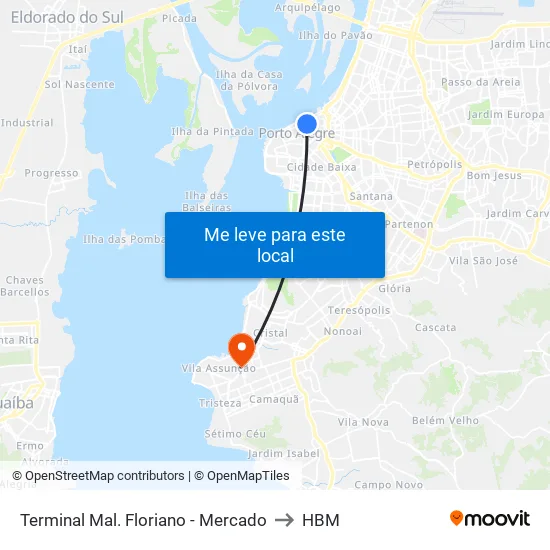 Terminal Mal. Floriano - Mercado to HBM map