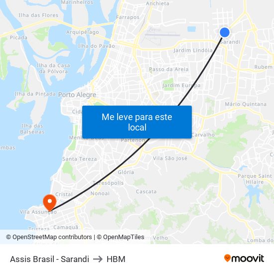 Assis Brasil - Sarandi to HBM map