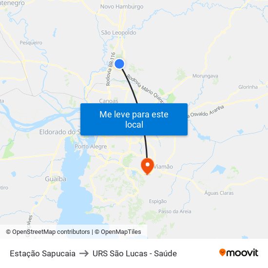 Estação Sapucaia to URS São Lucas - Saúde map