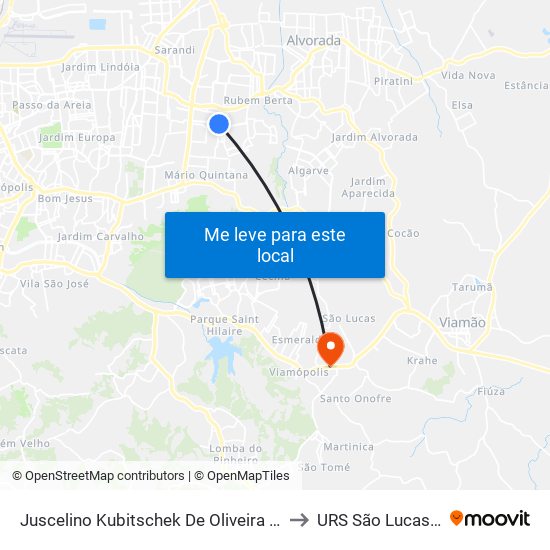 Juscelino Kubitschek De Oliveira - Praça México to URS São Lucas - Saúde map