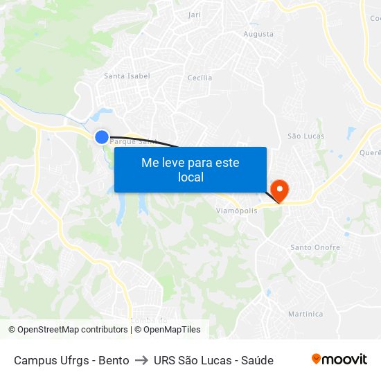 Campus Ufrgs - Bento to URS São Lucas - Saúde map