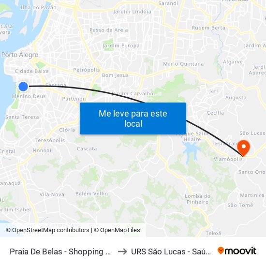 Praia De Belas - Shopping Bc to URS São Lucas - Saúde map