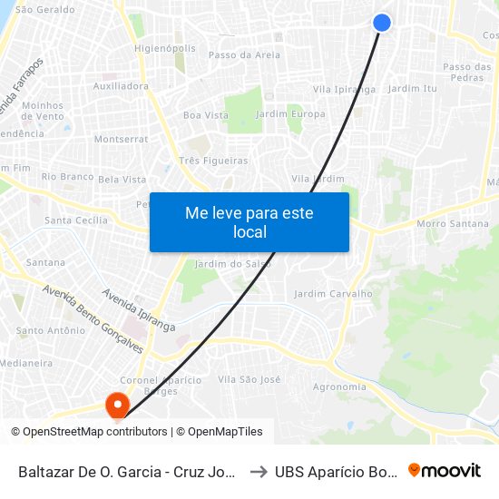 Baltazar De O. Garcia - Cruz Jobim Bc to UBS Aparício Borges map
