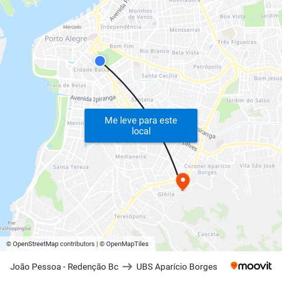 João Pessoa - Redenção Bc to UBS Aparício Borges map