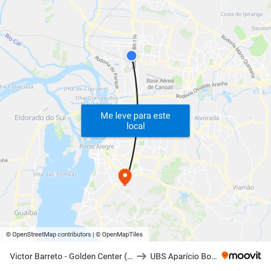 Victor Barreto - Golden Center (Box B) to UBS Aparício Borges map