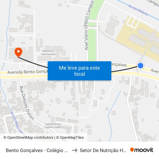 Bento Gonçalves - Colégio De Aplicação to Setor De Nutrição HCV UFRGS map