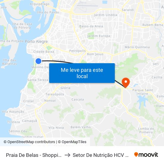 Praia De Belas - Shopping Bc to Setor De Nutrição HCV UFRGS map