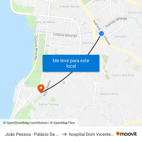 João Pessoa - Palácio Da Polícia Bc to hospital Dom Vicente Scherer map
