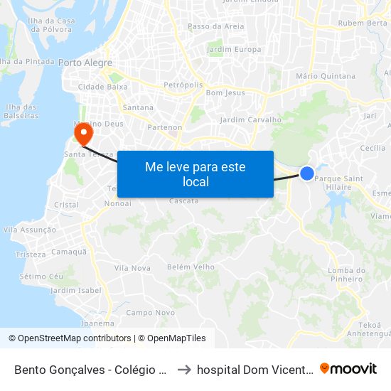 Bento Gonçalves - Colégio De Aplicação to hospital Dom Vicente Scherer map
