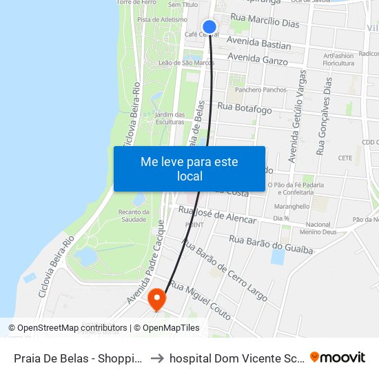 Praia De Belas - Shopping Bc to hospital Dom Vicente Scherer map