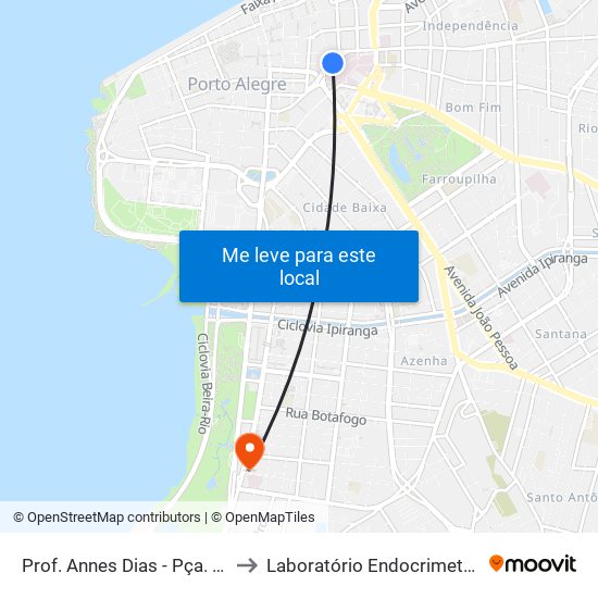 Prof. Annes Dias - Pça. Dom Feliciano to Laboratório Endocrimeta Menino Deus map