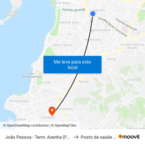 João Pessoa - Term. Azenha (Fora Do Corredor) to Posto de saúde Camaquã map