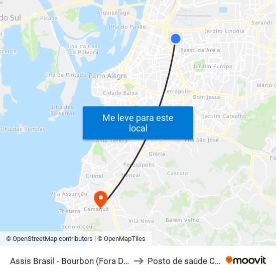 Assis Brasil - Bourbon (Fora Do Corredor) to Posto de saúde Camaquã map