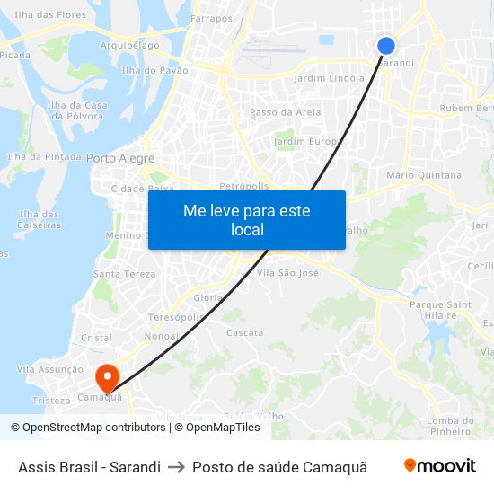 Assis Brasil - Sarandi to Posto de saúde Camaquã map