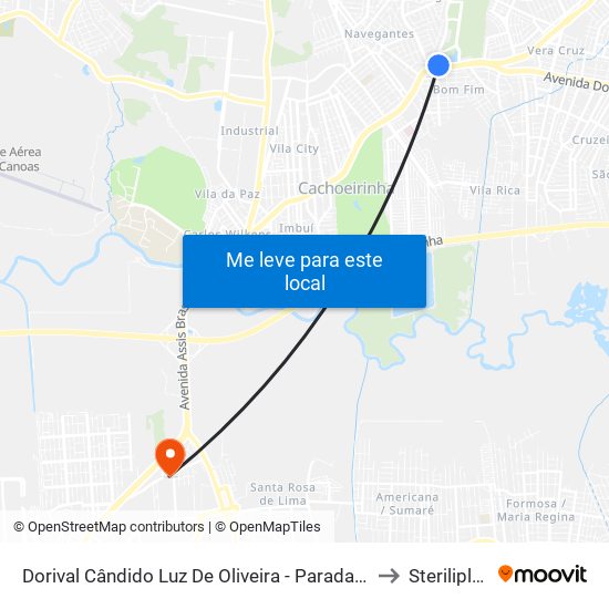 Dorival Cândido Luz De Oliveira - Parada 59 to Steriliplus map