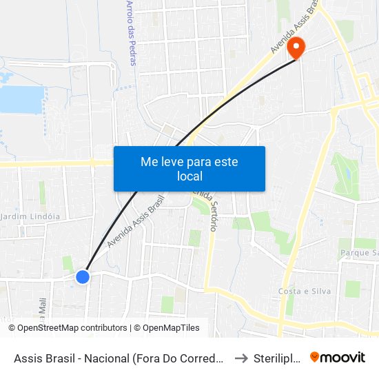Assis Brasil - Nacional (Fora Do Corredor) to Steriliplus map