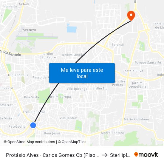 Protásio Alves - Carlos Gomes Cb (Piso 3) to Steriliplus map