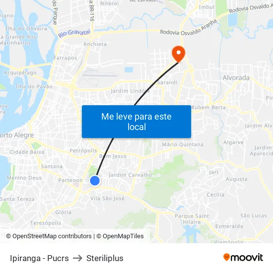 Ipiranga - Pucrs to Steriliplus map