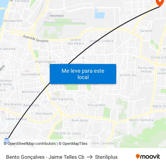 Bento Gonçalves - Jaime Telles Cb to Steriliplus map