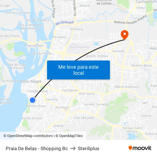 Praia De Belas - Shopping Bc to Steriliplus map