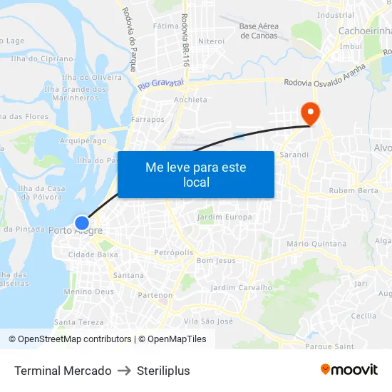 Terminal Mercado to Steriliplus map