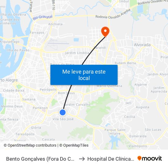 Bento Gonçalves (Fora Do Corredor) to Hospital De Clínicas 475 map