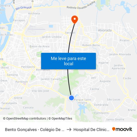 Bento Gonçalves - Colégio De Aplicação to Hospital De Clínicas 475 map