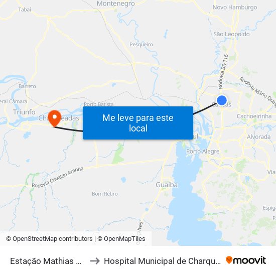 Estação Mathias Velho to Hospital Municipal de Charqueadas map