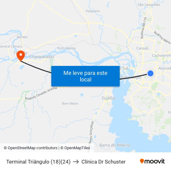 Terminal Triângulo (18)(24) to Clínica Dr Schuster map