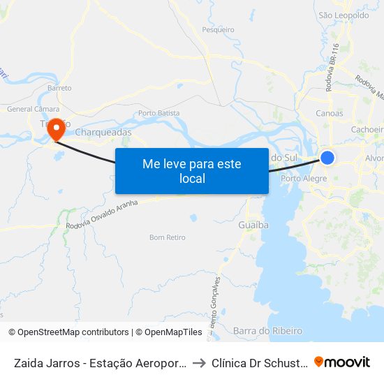Zaida Jarros - Estação Aeroporto to Clínica Dr Schuster map