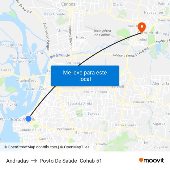 Andradas to Posto De Saúde- Cohab 51 map