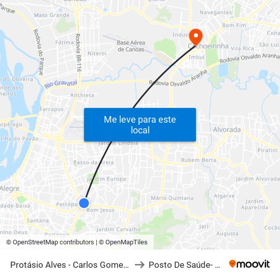 Protásio Alves - Carlos Gomes Cb (Piso 3) to Posto De Saúde- Cohab 51 map