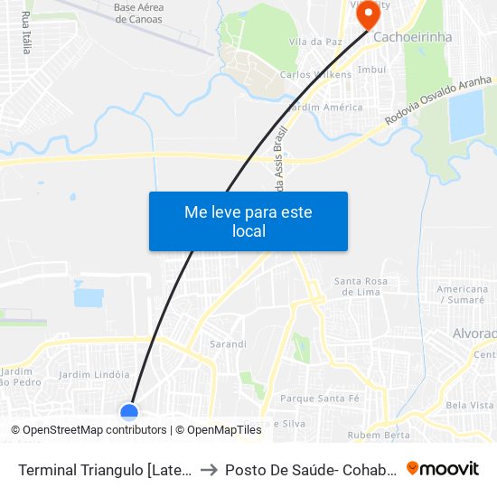 Terminal Triangulo [Lateral] to Posto De Saúde- Cohab 51 map