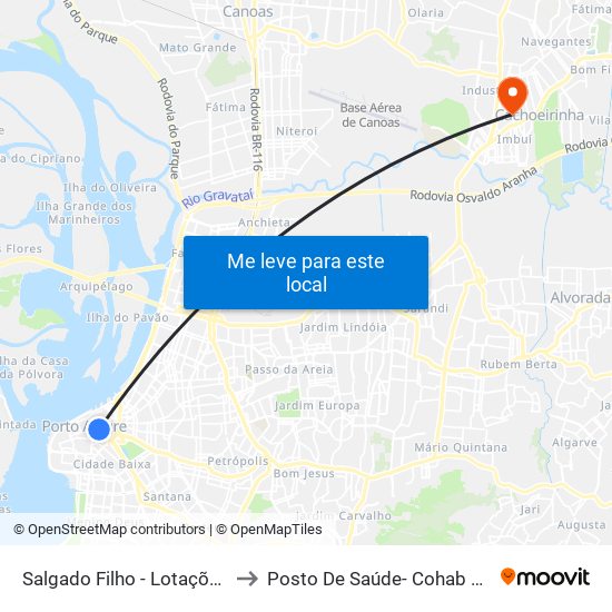 Salgado Filho - Lotações to Posto De Saúde- Cohab 51 map