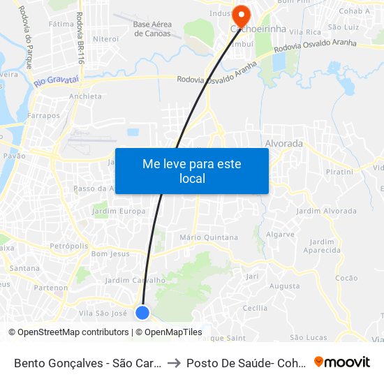 Bento Gonçalves - São Carlos Bc to Posto De Saúde- Cohab 51 map
