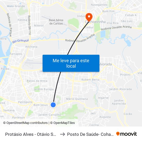 Protásio Alves - Otávio Santos to Posto De Saúde- Cohab 51 map