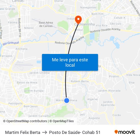 Martim Felix Berta to Posto De Saúde- Cohab 51 map