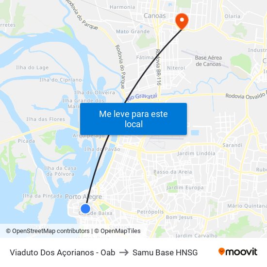 Viaduto Dos Açorianos - Oab to Samu Base HNSG map