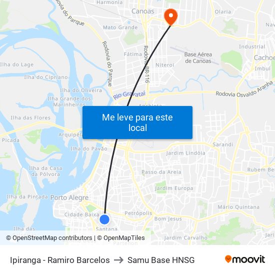 Ipiranga - Ramiro Barcelos to Samu Base HNSG map