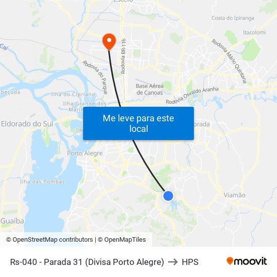 Rs-040 - Parada 31 (Divisa Porto Alegre) to HPS map