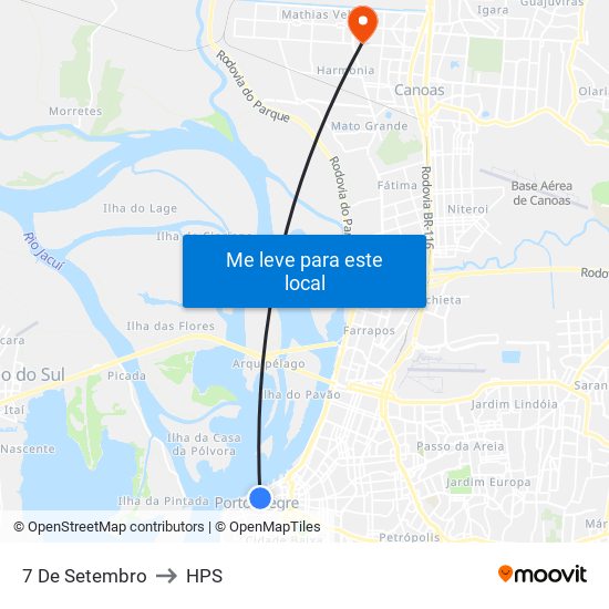 7 De Setembro to HPS map