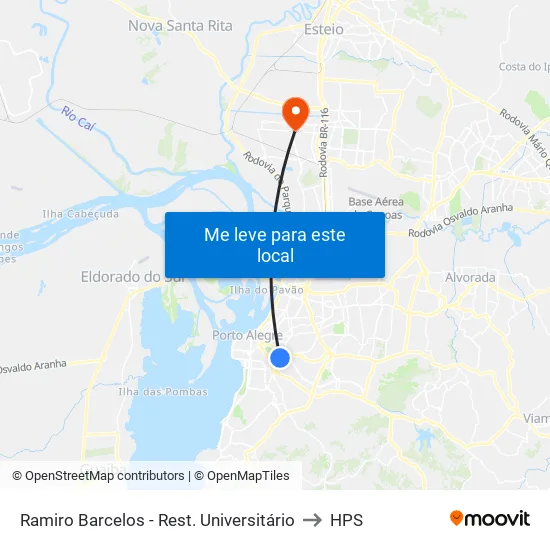 Ramiro Barcelos - Rest. Universitário to HPS map