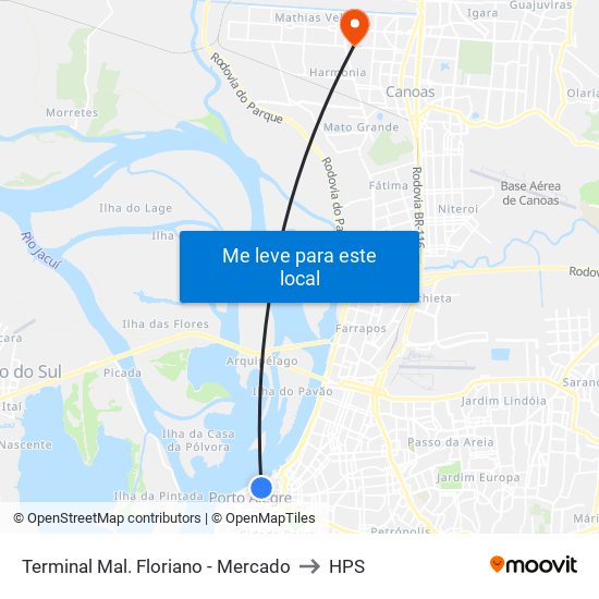 Terminal Mal. Floriano - Mercado to HPS map