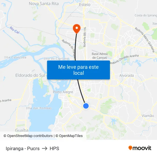 Ipiranga - Pucrs to HPS map