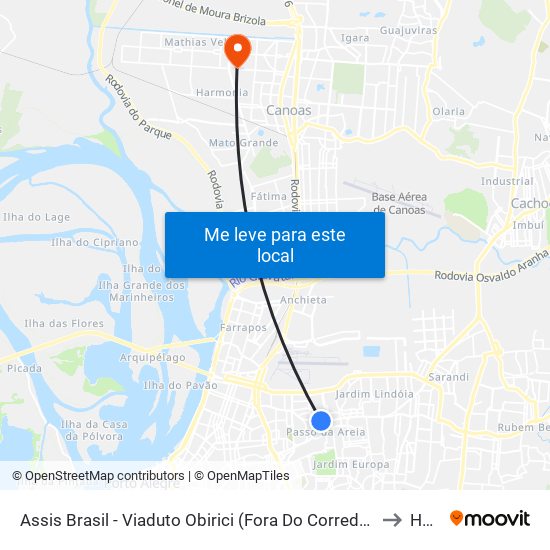 Assis Brasil - Viaduto Obirici (Fora Do Corredor) to HPS map