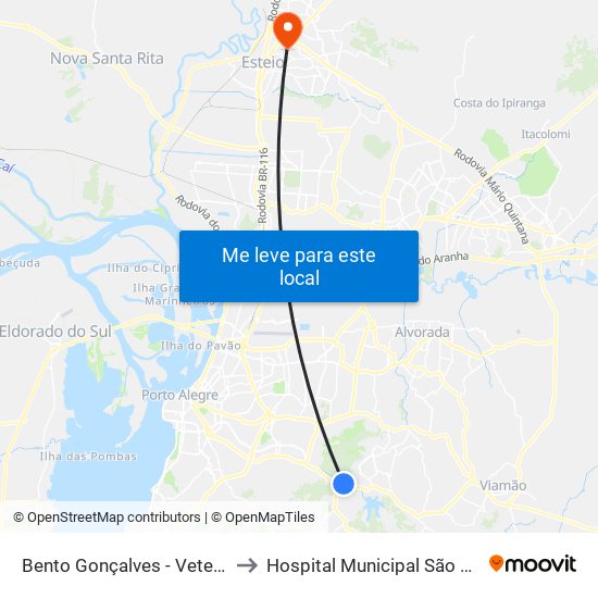 Bento Gonçalves - Veterinária to Hospital Municipal São Camilo map