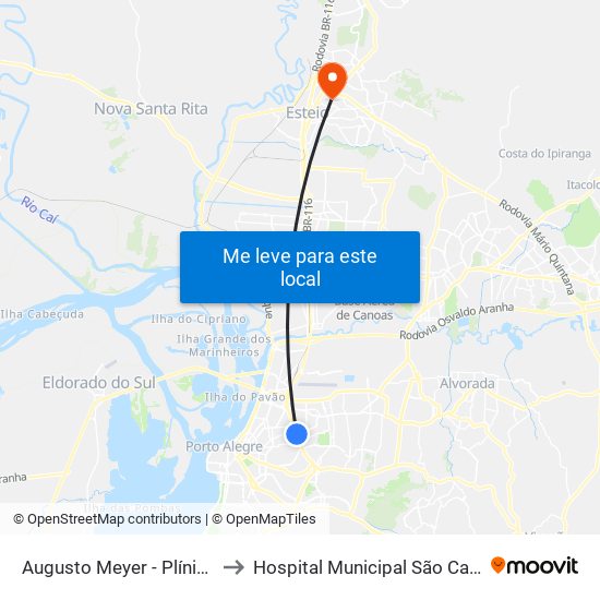 Augusto Meyer - Plínio Ns to Hospital Municipal São Camilo map