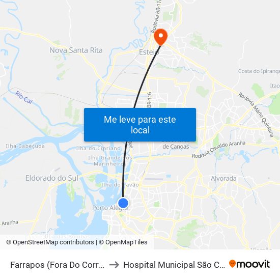 Farrapos (Fora Do Corredor) to Hospital Municipal São Camilo map